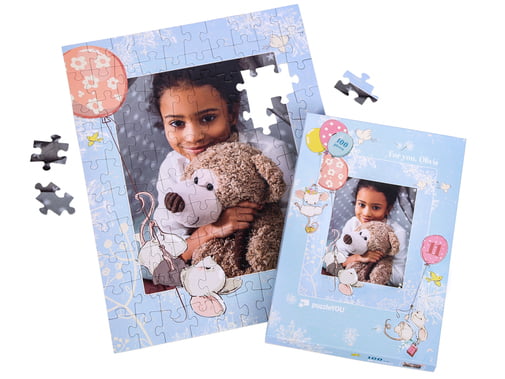 Puzzle foto asamblat de 100 piese cu cutie pentru puzzle
